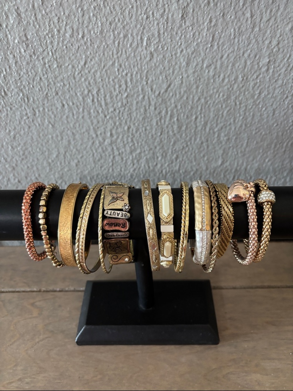 Mixed Metal Stackable Bangle Bracelet Set - Gold and Rose Gold